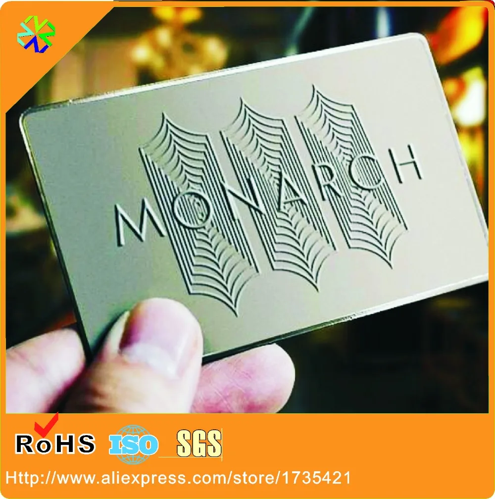 Custom Mirror Finished etched Metal Card,Stainless Steel mirror/polished metal Business Card