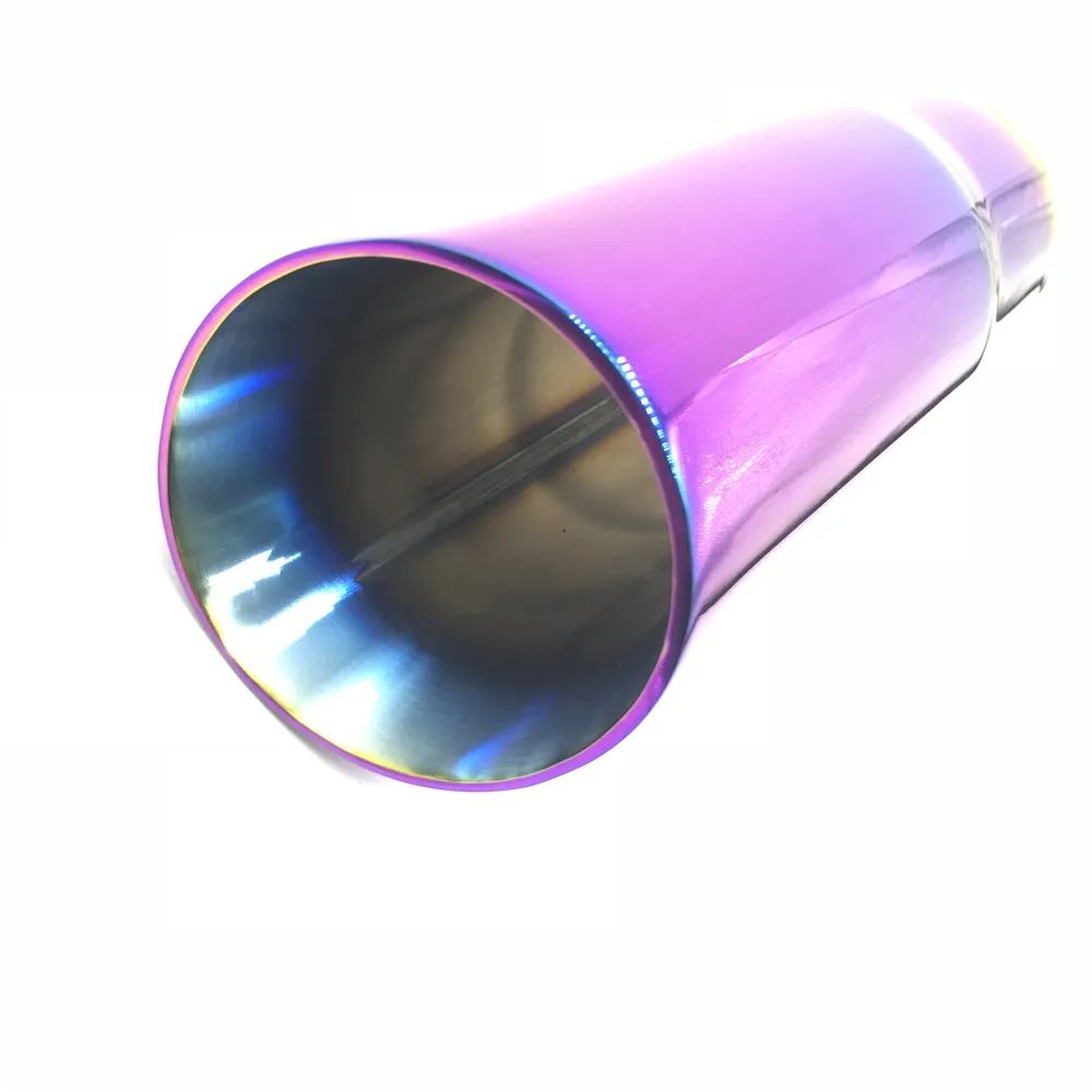1 Pcs 2.5'' Inlet 3'' Outlet Universal Exhaust Muffler Tip 304 Stainless Steel Pipe Colorful Tailpipe |