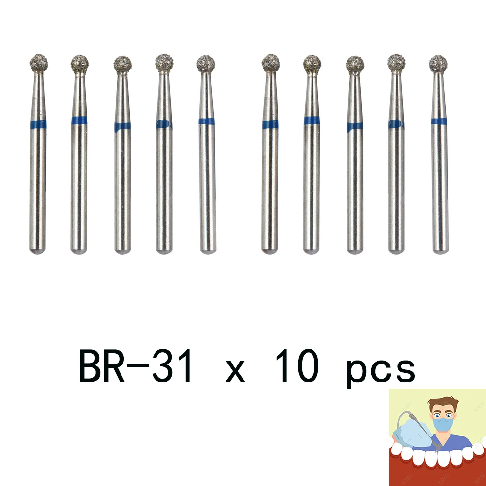 BR-31 Dental Diamond Burs Drill Dentistry Burs High Speed Handpiece Handle Diameter 1.6mm Dentist Tools BR-41 TR-13 FO32