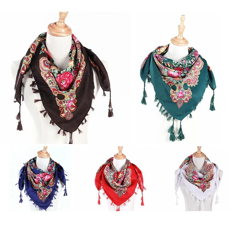 Boho кисточкой шарф с бахромой Женская Косынка Смешанный хлопок полотняного
