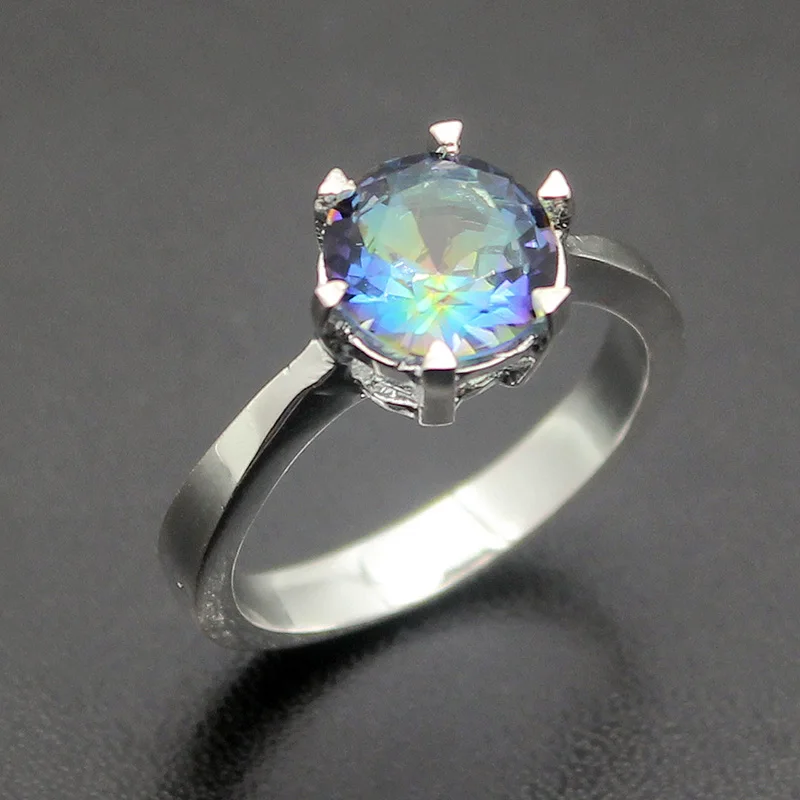 Rainbow Mystic FireTopaz Wedding Band For Women Ring Size 7 8 9 Free Shipping | Украшения и аксессуары