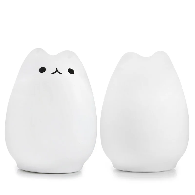 Кот USB светодиодный детский ночник с животными силиконовый мягкий мультяшный