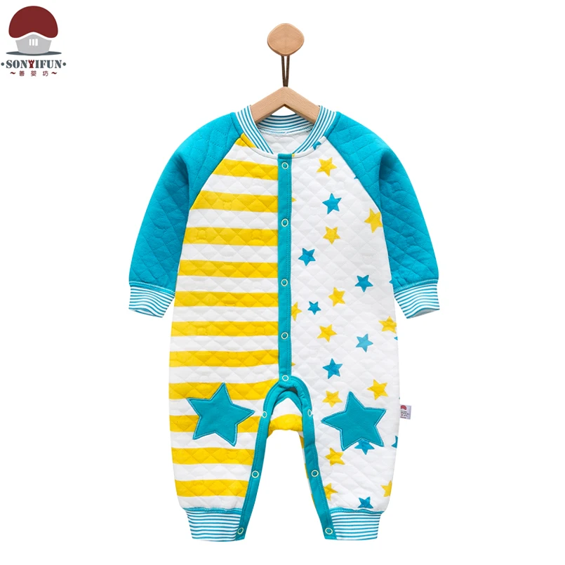 Shanyingfang Baby Boys Autumn Rompers Infant Winter Long Sleeve Stripes Jumpsuits Cartoon Clothes Newborn Clothing |