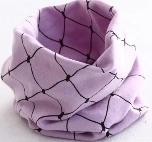 purple grid Коллекция года, весенне-осенний хлопковый шарф для девочек детский шейный платок с рисунком совы для девочек, детское кольцо с круглым вырезом, волшебный шарф для мальчиков, детская одежда - Цвет: purple grid