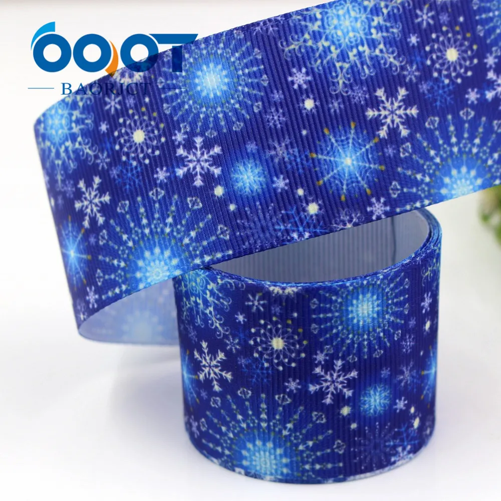 OOOT BAORJCT G-181005-1320 38 mm 10 yards snowflake Ribbons Thermal transfer Printed grosgrain Christmas decoration materials | Дом и сад