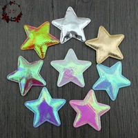 100pcslot colorful star felt appliques w padded metallic felt fabric pentagram satin patch for baby clothing headwear