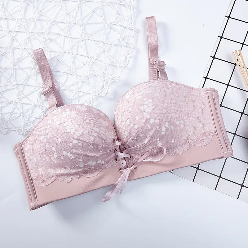 Pink Roseheart, сексуальные женские модные розовые бюстгальтеры с кружевными вставками, невидимые бюстгальтеры с эффектом пуш-ап, женские бюстгальтеры без косточек, чашечки A B, нижнее белье - Цвет: Pink