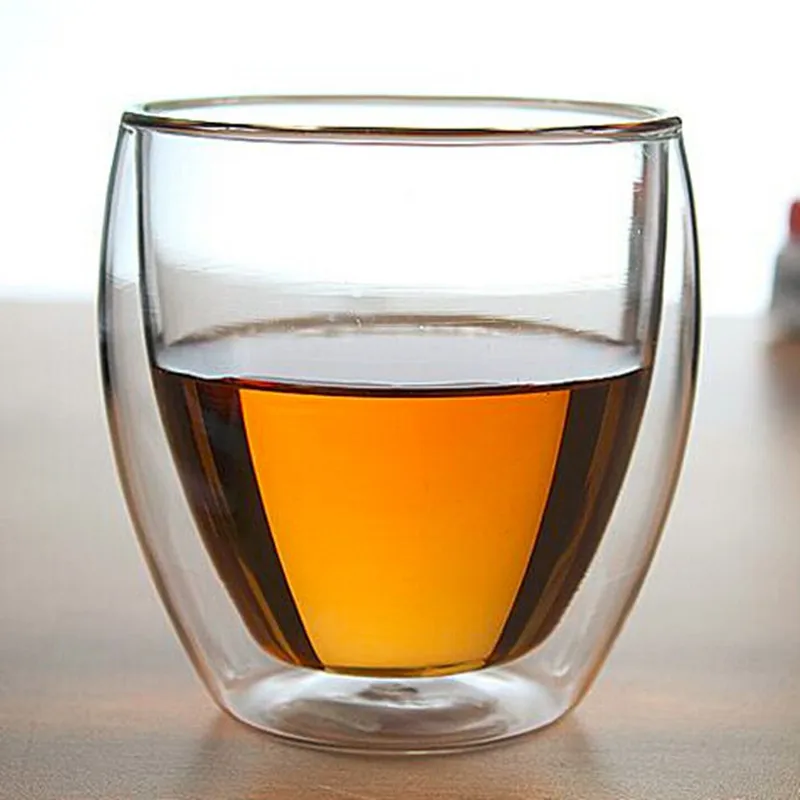 

Transparent Glass Double Layer Coffee Cup Egg Shaped Glasses 250ml High Borosilicate Heat-resistant Water Tea Milk Cups