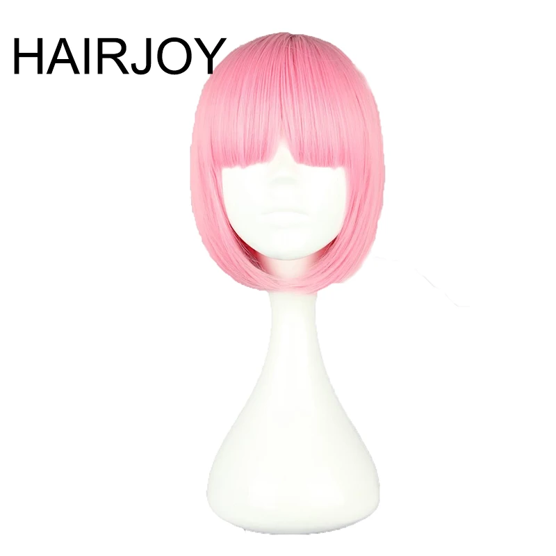 HAIRJOY синтетические волосы женские короткие прямые Боб Прическа Розовый Лолита косплей парик 8 цветов доступны