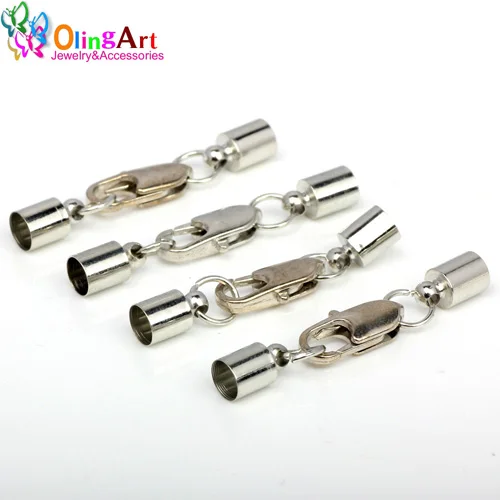 CTLJQ 35MM 12PCS OlingArt 35 мм 12 шт. ожерелье с серебряным покрытием круглые кожаные обжимные шнуры с омаровым замком омаровый зажим для изготовления ювелирных изделий своими руками - Цвет: CTLJQ 35MM 12PCS
