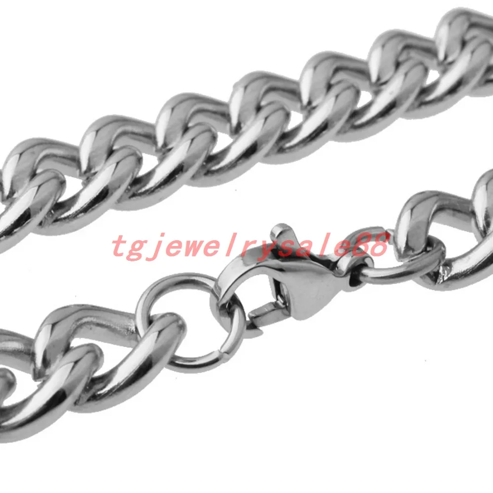 

9mm 16-38inches Choose Polishing Silver Color Stainless Steel Curb Cuban Link Chain Necklace Choker Jewelry For Cool Men's
