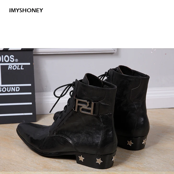 Острым кожаные сапоги полусапожки ботинки martin модные тенденции из натуральной