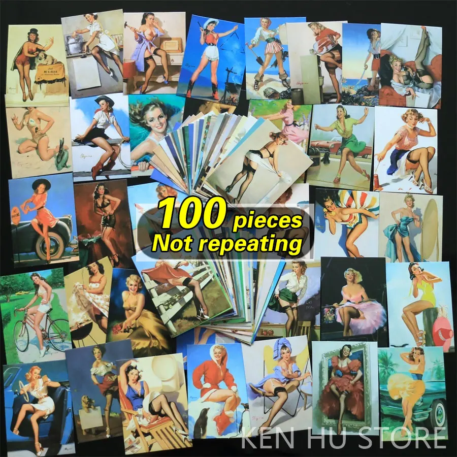 100 шт ретро сексуальные женские водонепроницаемые наклейки для настенного