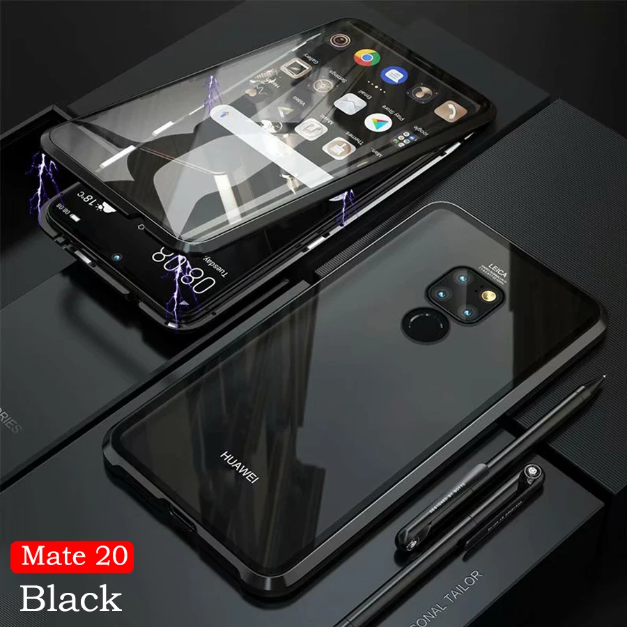 Магнитный адсорбционный металлический чехол для huawei mate 20 Pro mate 20 Etui Роскошный 360 Полное покрытие передняя задняя двойная стеклянная Защитная крышка