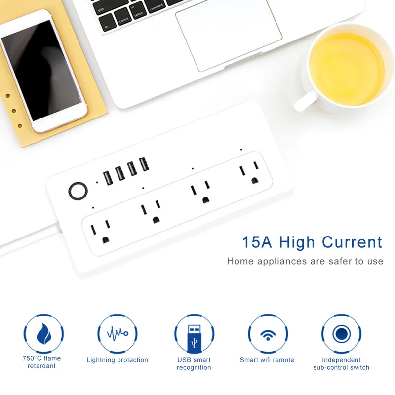4 USB порта Голосовое управление Smart Wifi power Strip surge protector несколько розеток питания для Amazon Echo Alexa Google домашний таймер