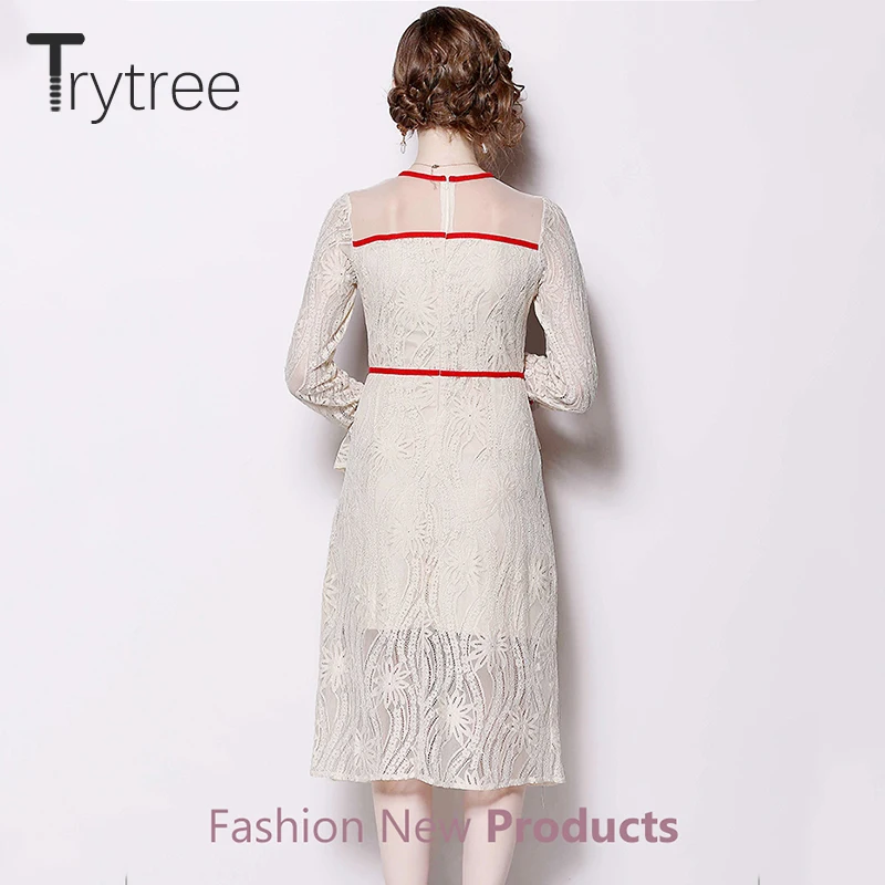 Trytree весенне-летнее платье элегантное кружевное лоскутное Сетчатое женское с