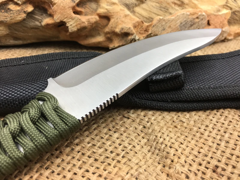 Лучшее качество 7CR17Mov лезвие боевой нож с фиксированным клинком веревка