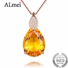 Almei 8ct каплевидный цитрин из бисера из стерлингового серебра 925 пробы цвета розового золота винтажное украшение для шеи для женщин с коробкой 40% FN013