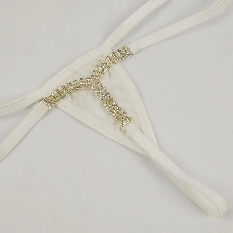 white cotton Женское сексуальное g-стринги Y String Экстремальный горячий сексуальный горный хрусталь стринги V-Strings T Back Трусики бикини-танга Эротическое белье Нижнее белье - Цвет: white cotton