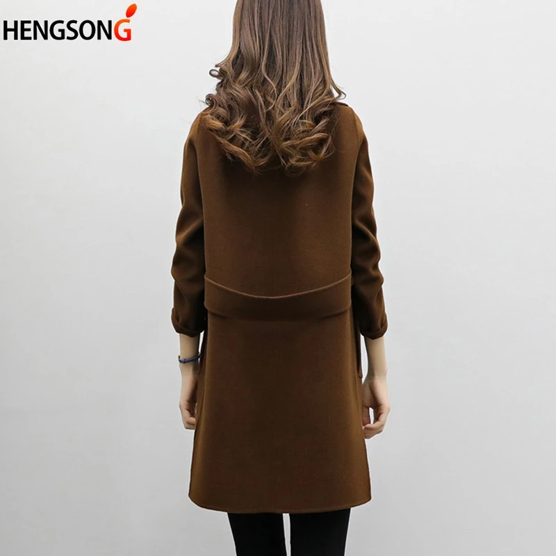 Осенне-весенние женские повседневные пальто с отложным воротником теплая