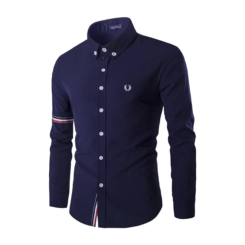 2016 Модные Мужские Slim Fit Рубашки Дышащий Мягкого Хлопка Camisas Социальной Masculina Осень