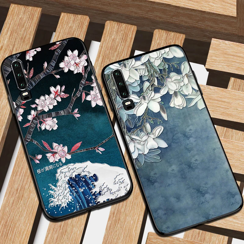 Рельефный Винтажный чехол в японском и Восточно-азиатском стиле для Huawei P30 PRO