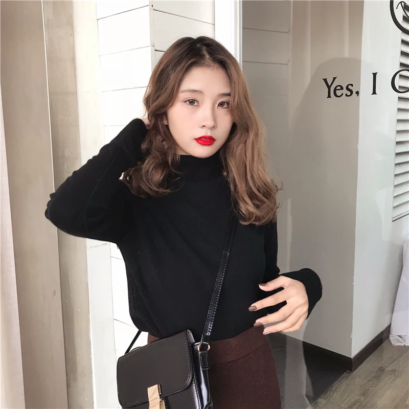 sweaters fashion 2018 women fall winter vintage korean long sleeve Basic tops jumpers cotton clothes knitting shirt pull femme | Женская