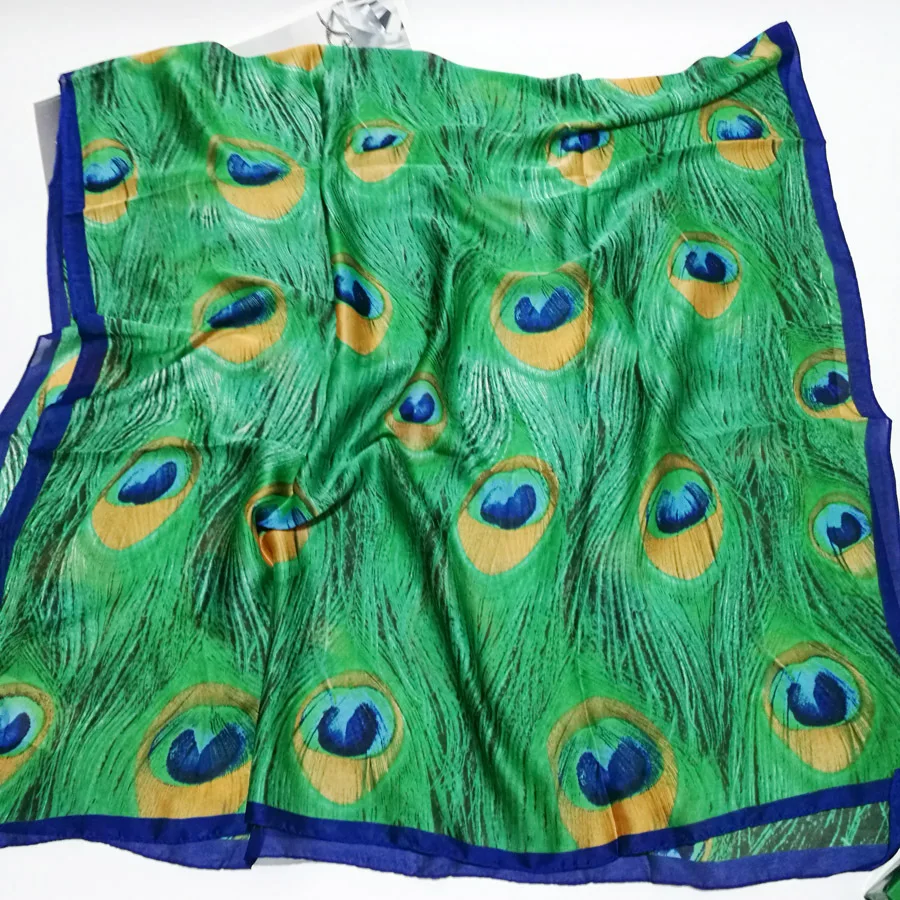 Шелковый шарф с принтом павлина шарфы шаль хиджаб роскошный бренд Bufandas накидка