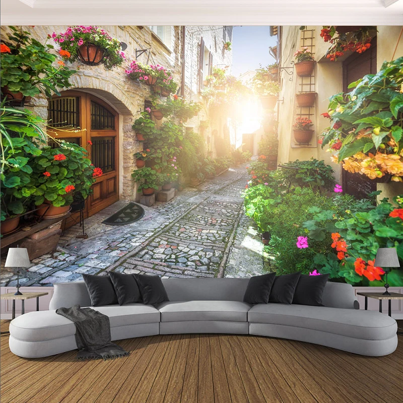 3D фотообои любого размера на заказ Европейский уличный пейзаж фото настенная