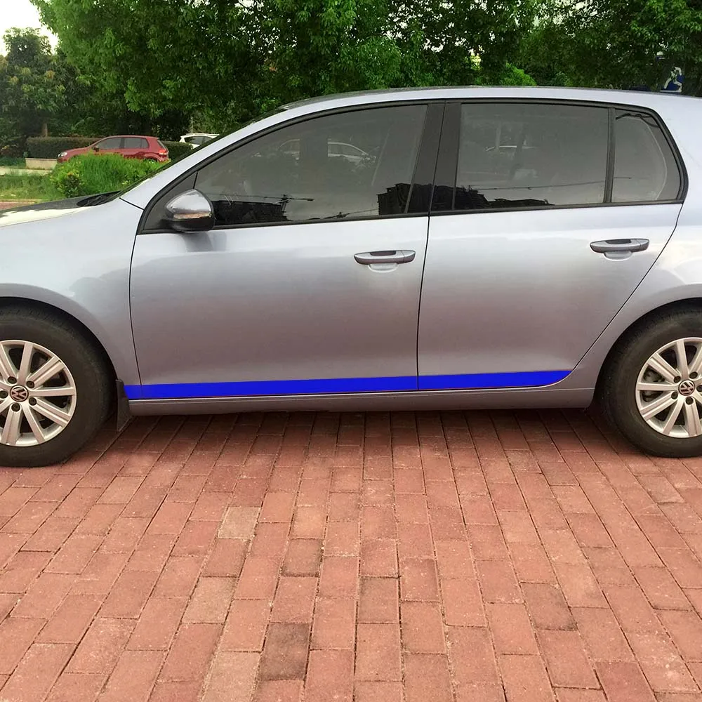 ice matt blue Двусторонняя Защитная боковая юбка из углеродного волокна в полоску, наклейка на тело, автомобильный стиль для Volkswagen VW Golf 6 MK6 GTI, аксессуары - Название цвета: ice matt blue