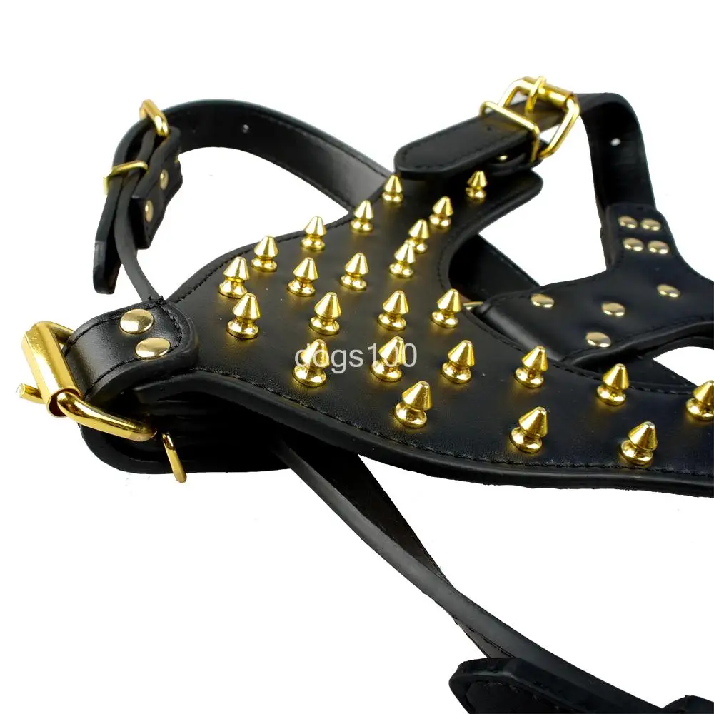 Pitbull Boxer золотые шипы кожа искусственная для крупных собак|harness wire|harness leashpet seat belt
