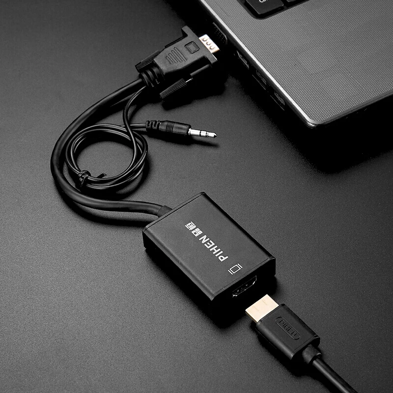 Pihen VGA к HDMI кабель с поддержкой Aux компьютера ТВ коробка игровой плеер подключение