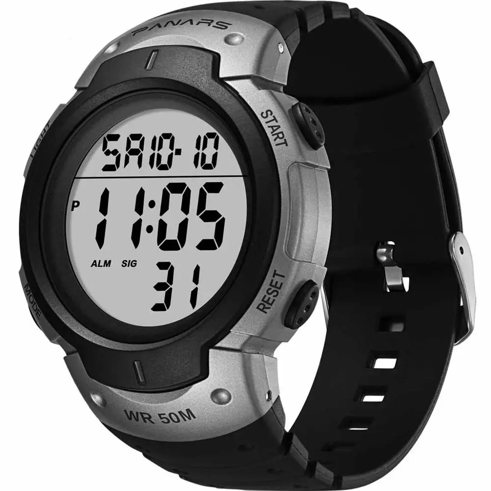 Silver PANARS мужские спортивные G часы S водонепроницаемый ударный цифровой светодиодный мужские военные электронные армейские наручные часы relogio masculino montre homme - Цвет: Silver