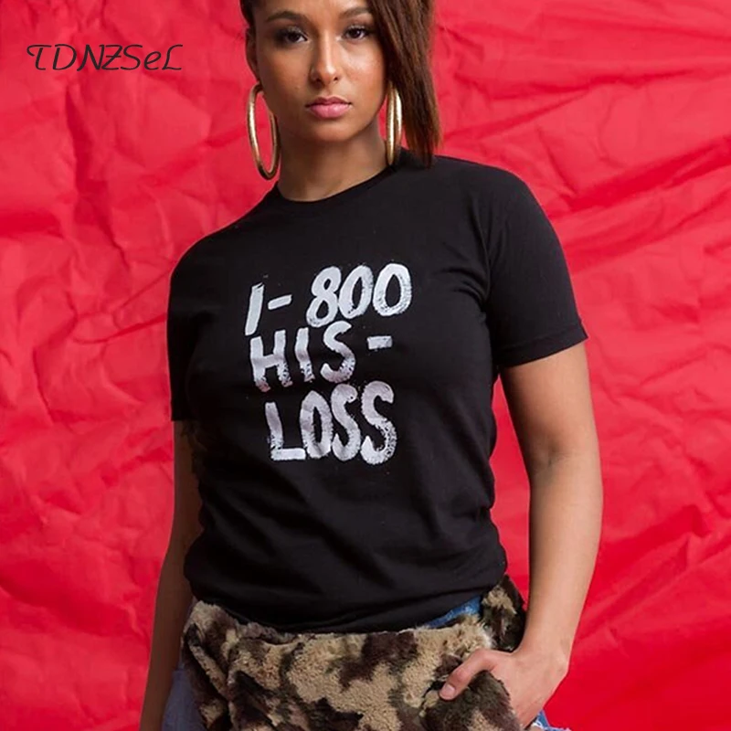 2018 Для женщин Повседневное короткий рукав шею Письмо печати футболки летние топы