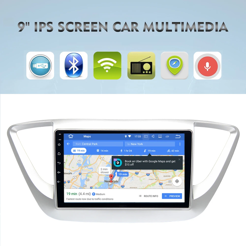 Автомагнитола Din с радио Android GPS для Hyundai Solaris 2017 2018 verna I25 4 Гб + 32 ГБ 8 ядер головное
