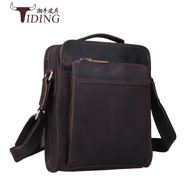 Модная мужская сумка мессенджер 2017 кожаная через плечо crazy horse дизайнерская