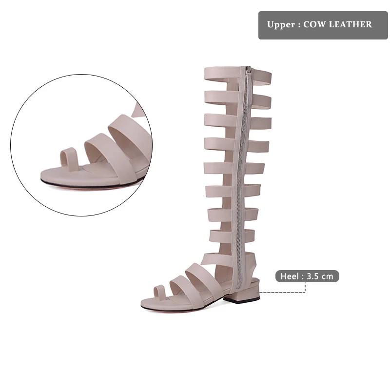 Женские босоножки из натуральной кожи на толстом каблуке с молнией | Обувь