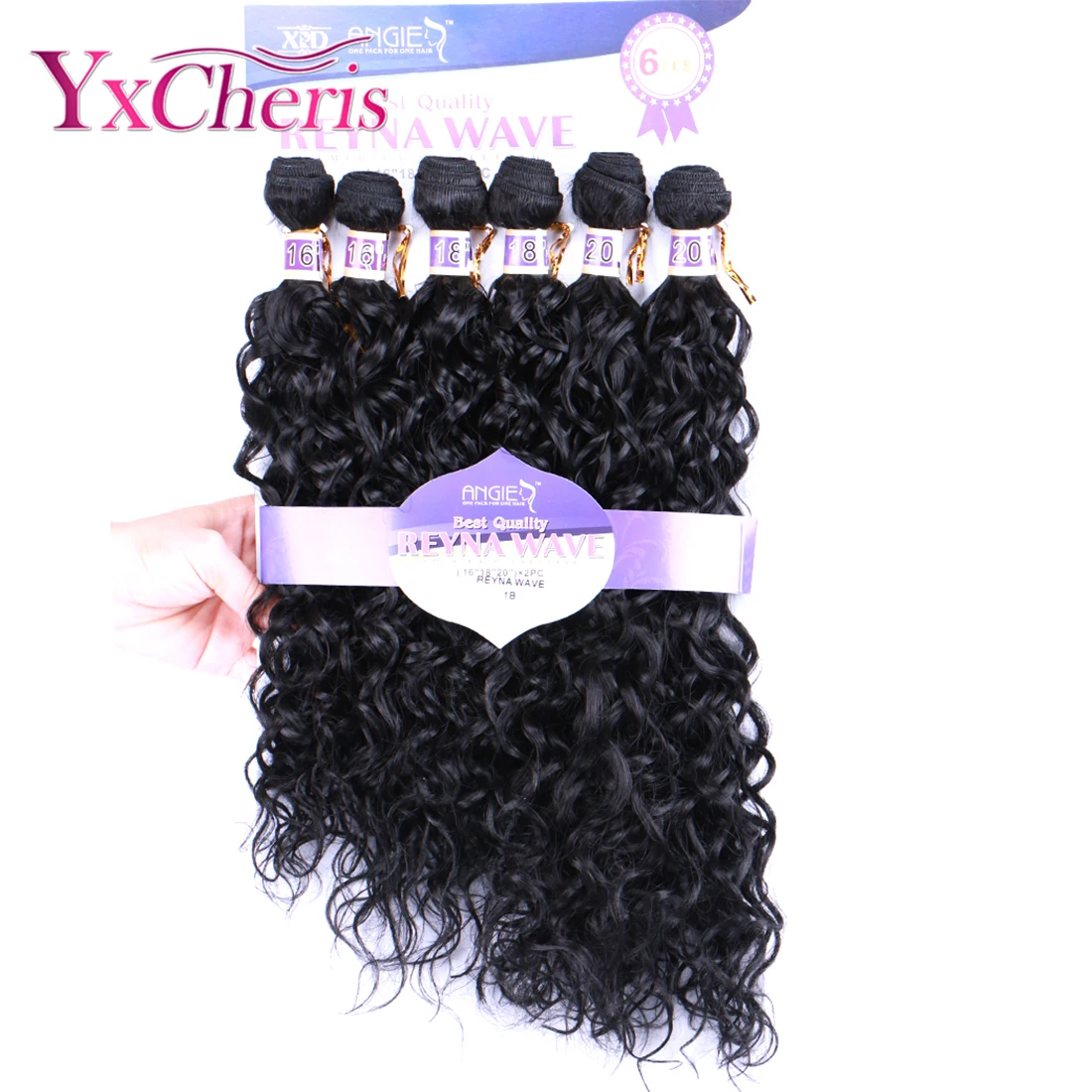 Synthetic Curly Hair Weaves Water Wave 6pcs/Lot Ombre Bundles 16&quot-20&quot 210g Double Weft Extension | Шиньоны и парики
