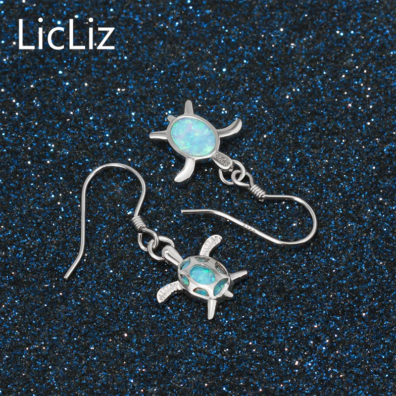 Женские серьги подвески из серебра 925 пробы с голубым опалом|drop earrings|earrings womenearring