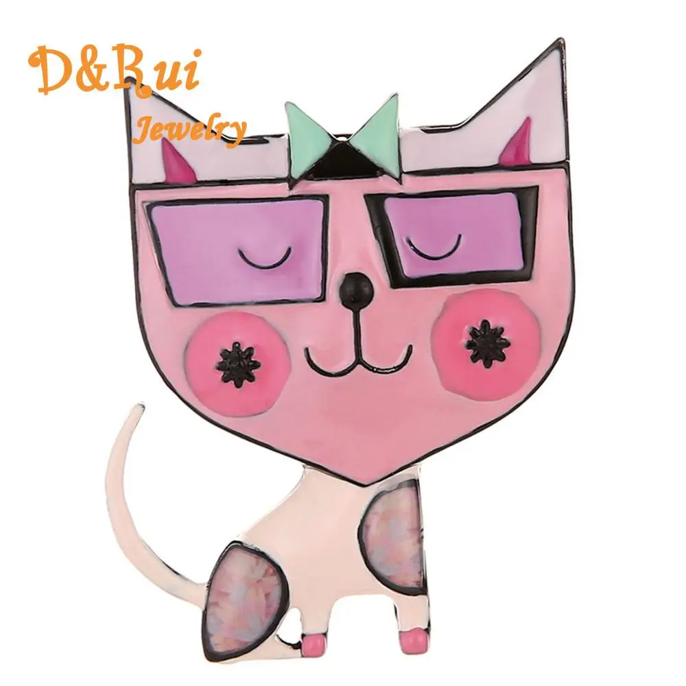 Модная металлическая брошь в виде кота для очков булавки милые розовые