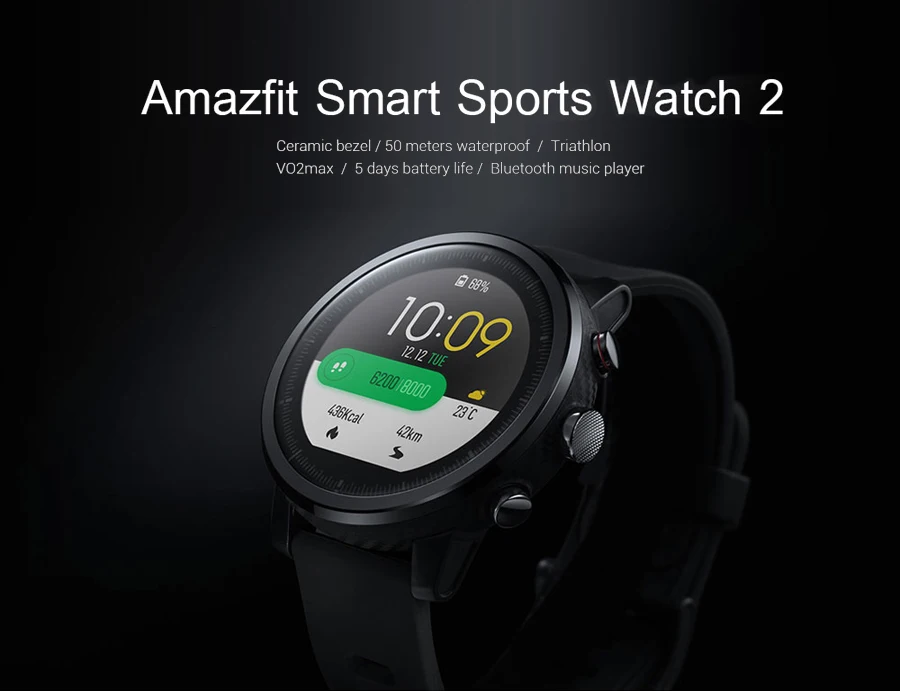 [Английская версия] Xiaomi Huami Amazfit Stratos умные спортивные часы 2 gps 5ATM вода 1,34 ''2.5D экран Firstbeat часы для плавания