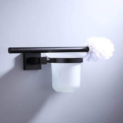 brush holder Черный аксессуар для ванной комнаты, черная Полка для полотенец, держатель для бумаги, держатель для полотенец, матовая черная полка для ванной комнаты, алюминиевый аксессуар для ванной комнаты - Цвет: brush holder