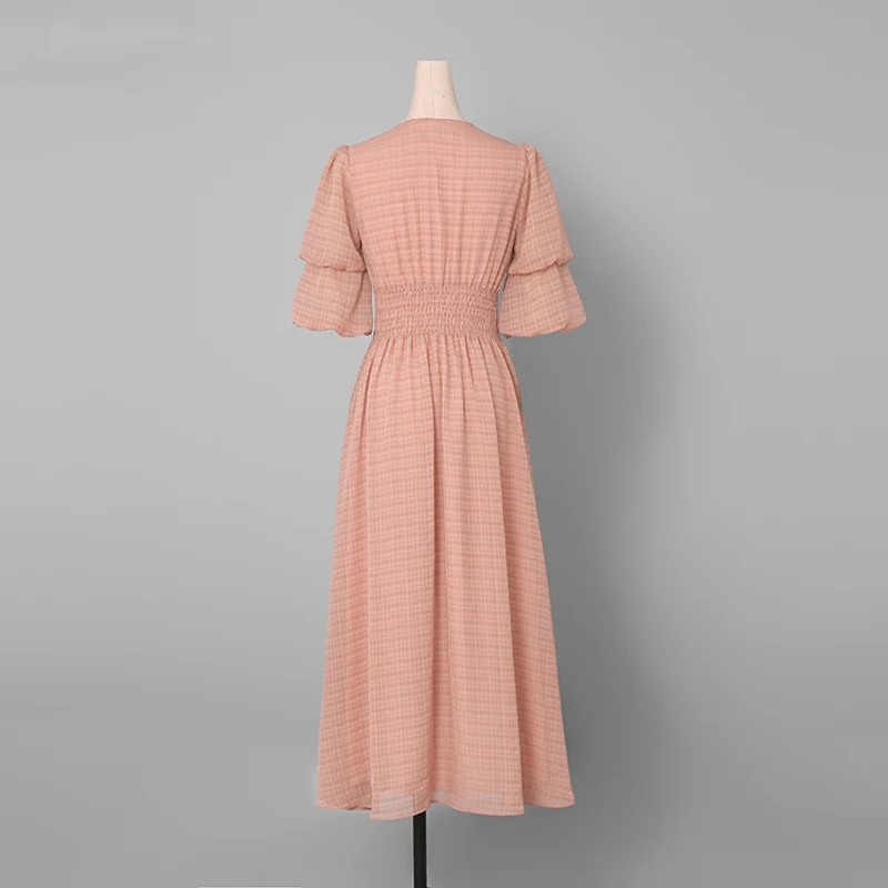 Простое модное винтажное платье с v образным вырезом однобортное бальное