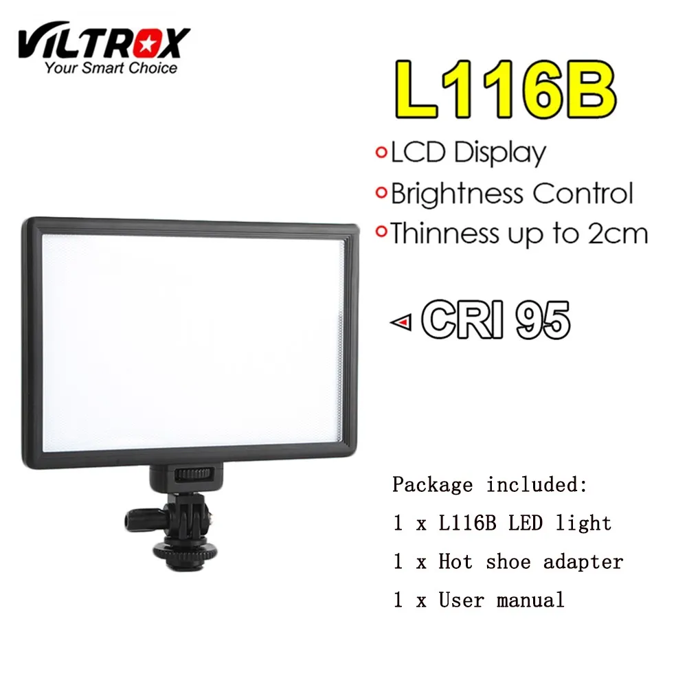 Viltrox L116B камера Супер тонкий ЖК-дисплей диммируемая студийная Светодиодная лампа для освещения видео панель для камеры DV видеокамеры DSLR - Цвет: L116B