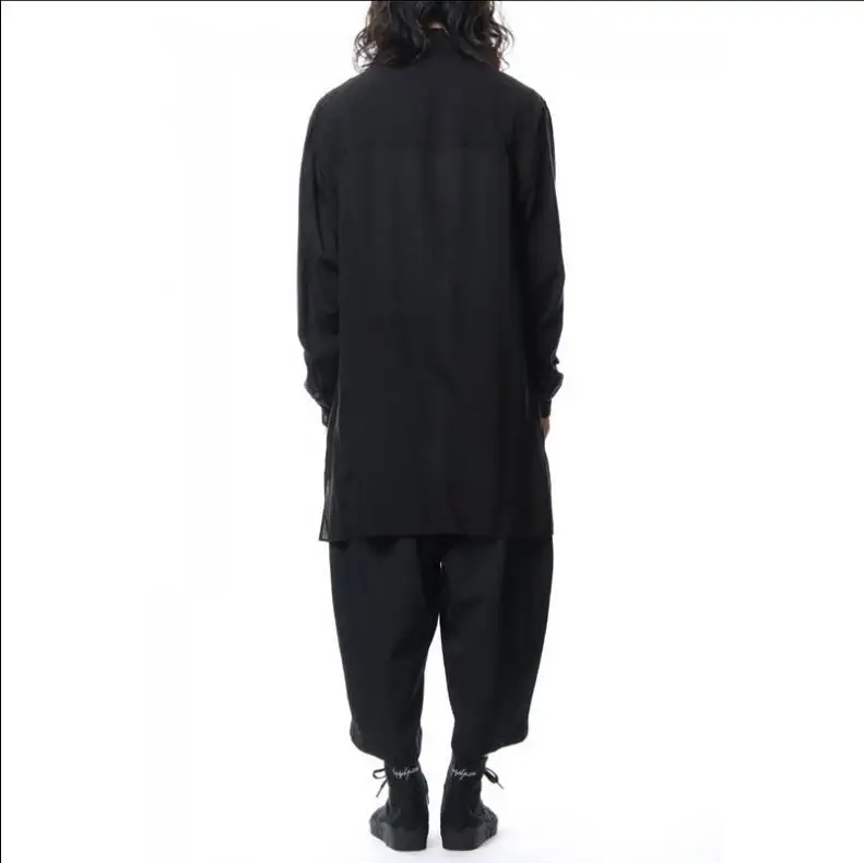 S 5XL Новая мужская одежда мода DJ стилист двойной воротник верхняя средней длинны и