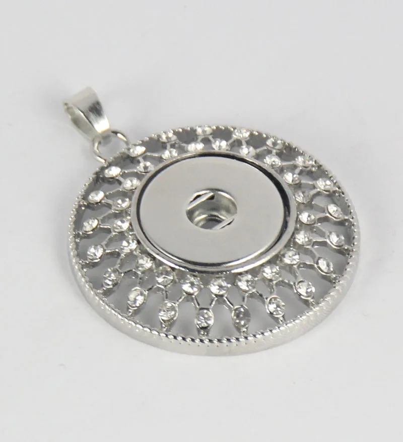 Wholesale 12pcs/lot high quality big hollow round shape rhinestone metal button pendant for making ginger snap necklaces | Украшения и