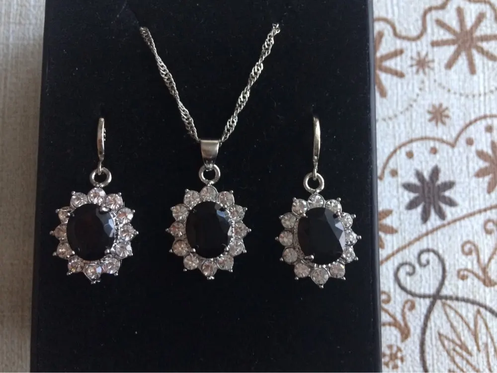 Luxury 925 Sterling Silver Pendant Necklace Hoop Earrings Sets For Wedding Femme Chain Party Gifts | Украшения и аксессуары