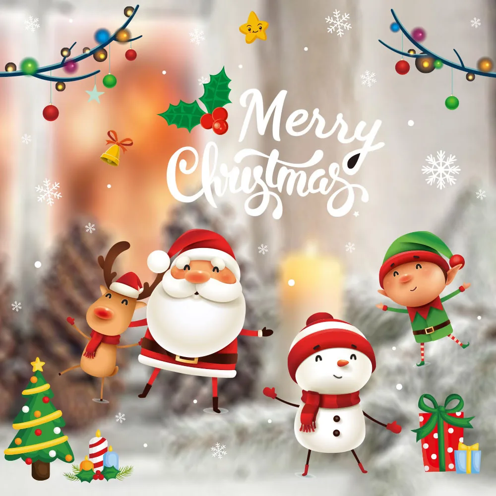 Съемные рождественские наклейки на окна съемная наклейка новогодние и украшения