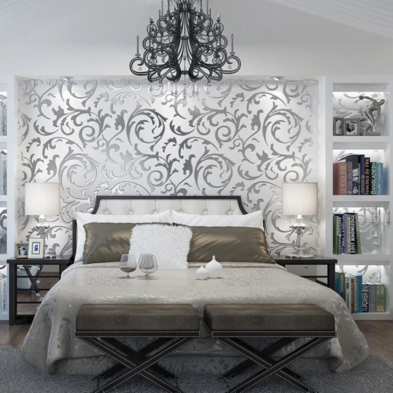 Европейские Роскошные Настенные обои с серебряными и золотыми листьями декор