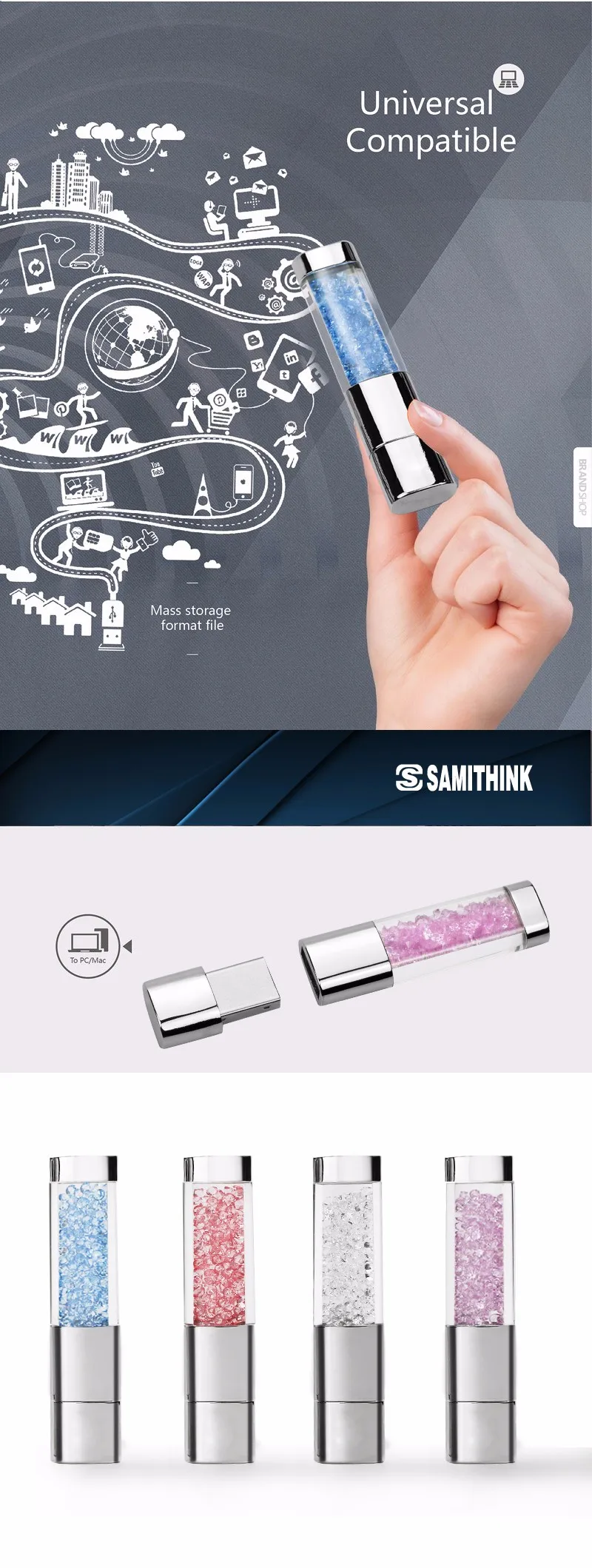 Роскошный хрустальный набор, ручка, пользовательский подарок, USB флэш-накопитель, высокоскоростной USB 2,0 флэш-накопитель, 64 ГБ, 32 ГБ, 16 ГБ, 8 ГБ, 4 Гб